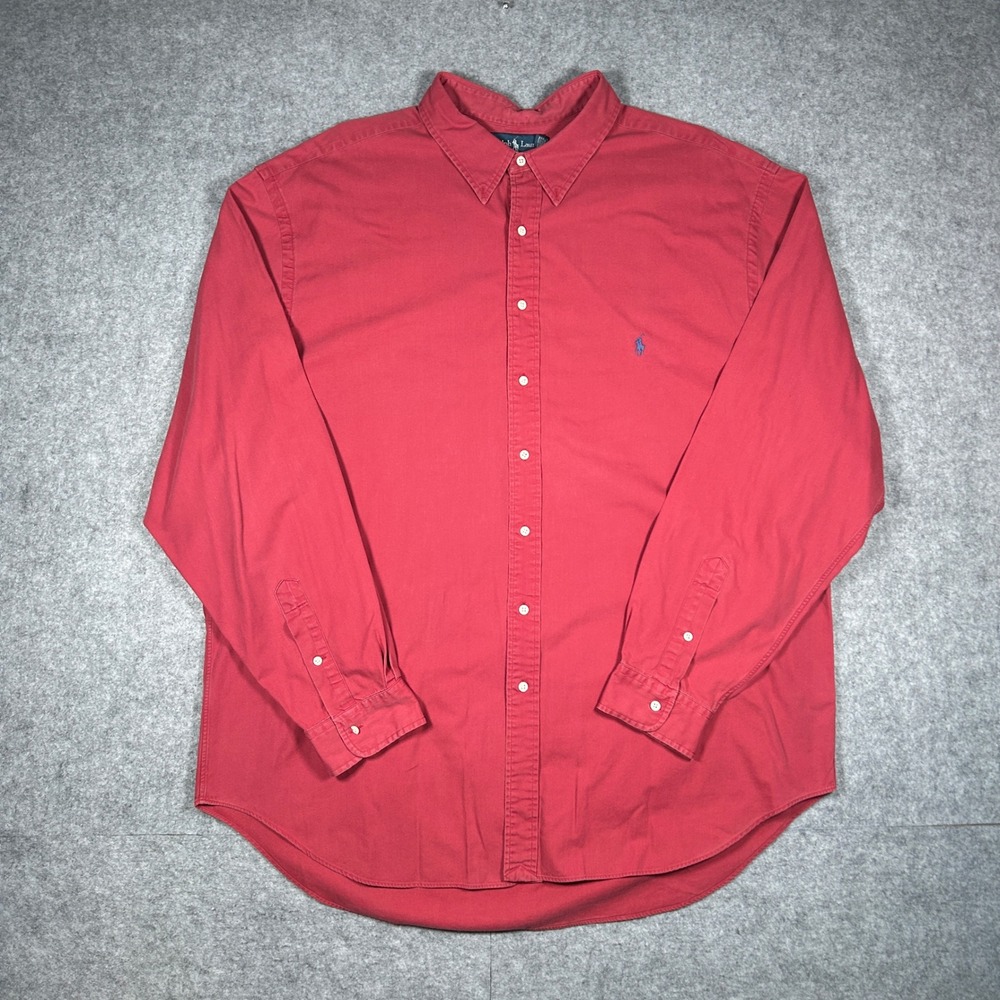 Ralph Lauren button down shirt Mens 3XL‎ Tall red pink Classic Fit Casual Preppy